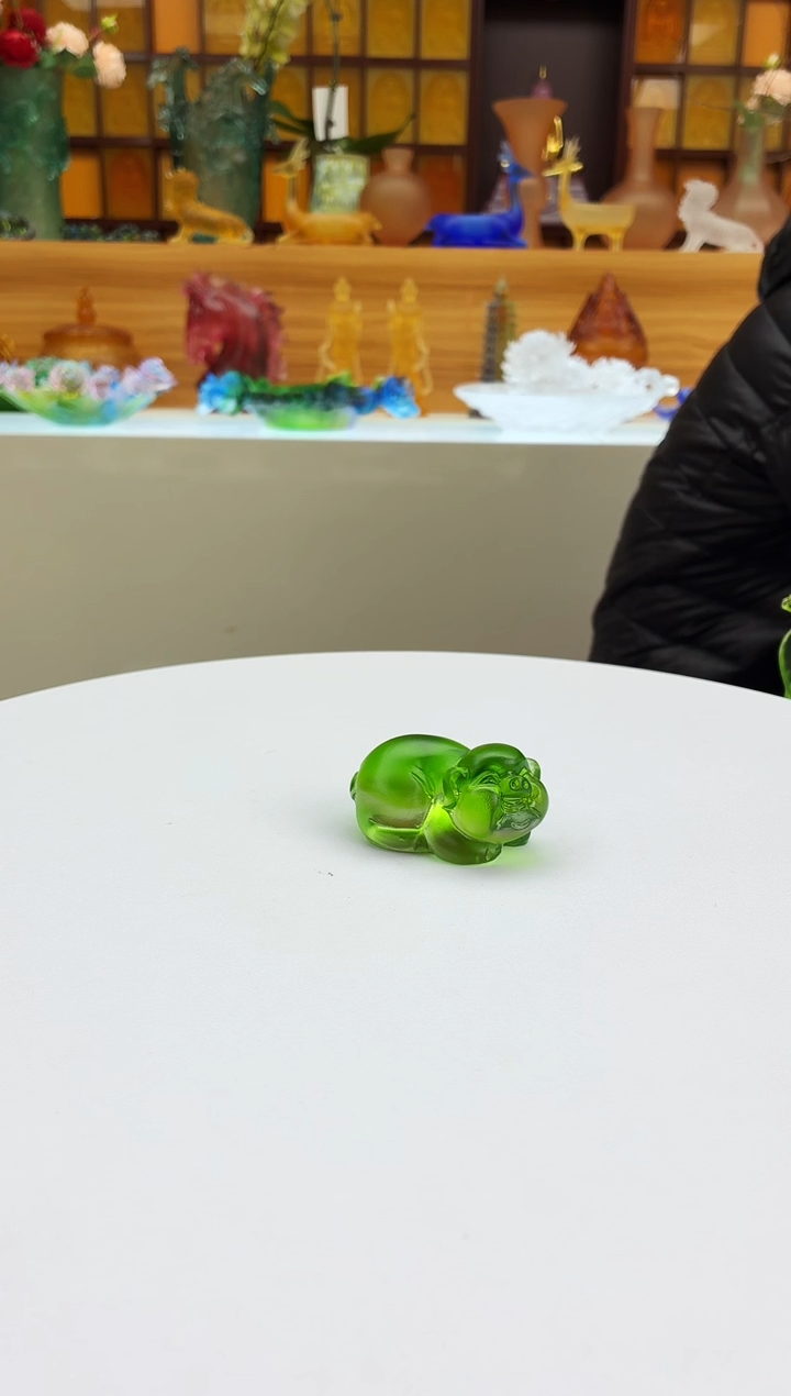 手工艺品琉璃茶宠小摆件福猪绿色