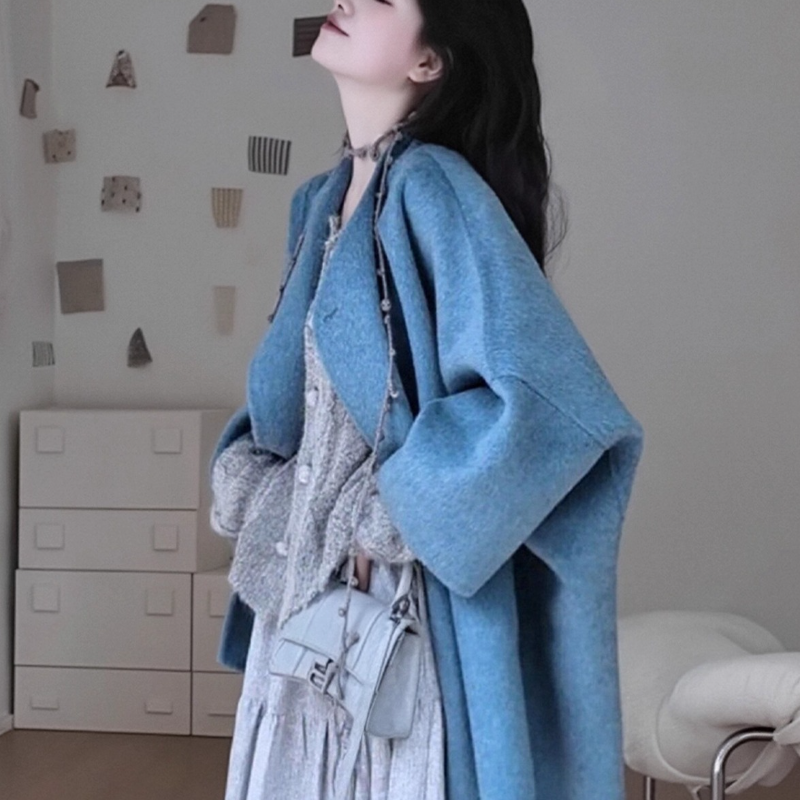 C803深冬穿搭胖mm毛呢大衣外套宽松气质韩版