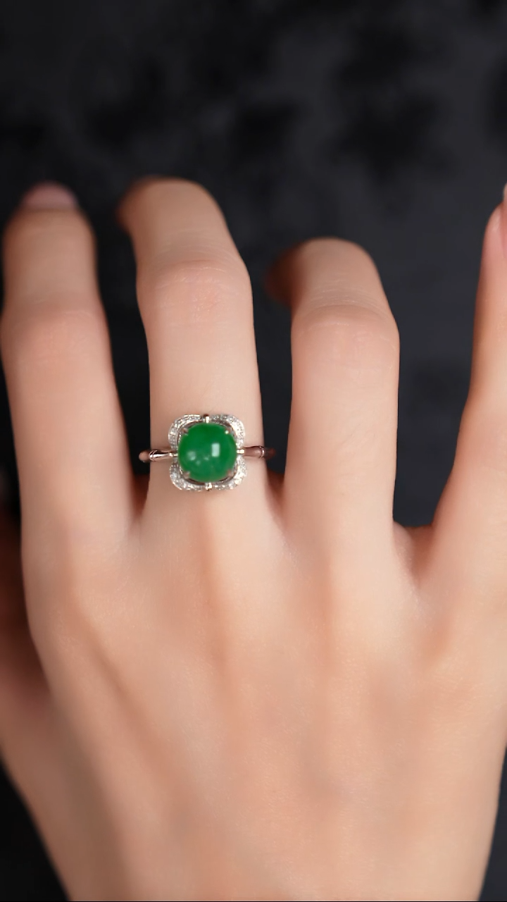 18K金镶嵌戒指翡翠工厂抛货 不退不换 多样性发其1