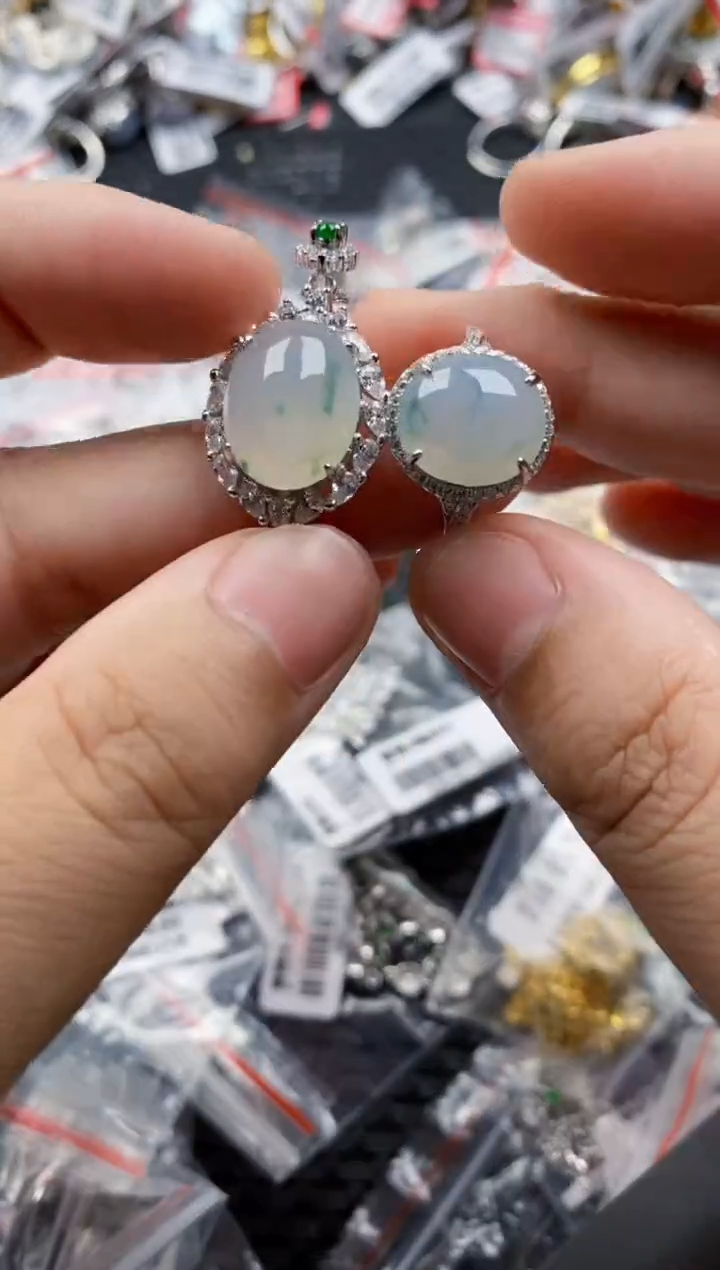 翡翠戒指银S925镶嵌3333    2