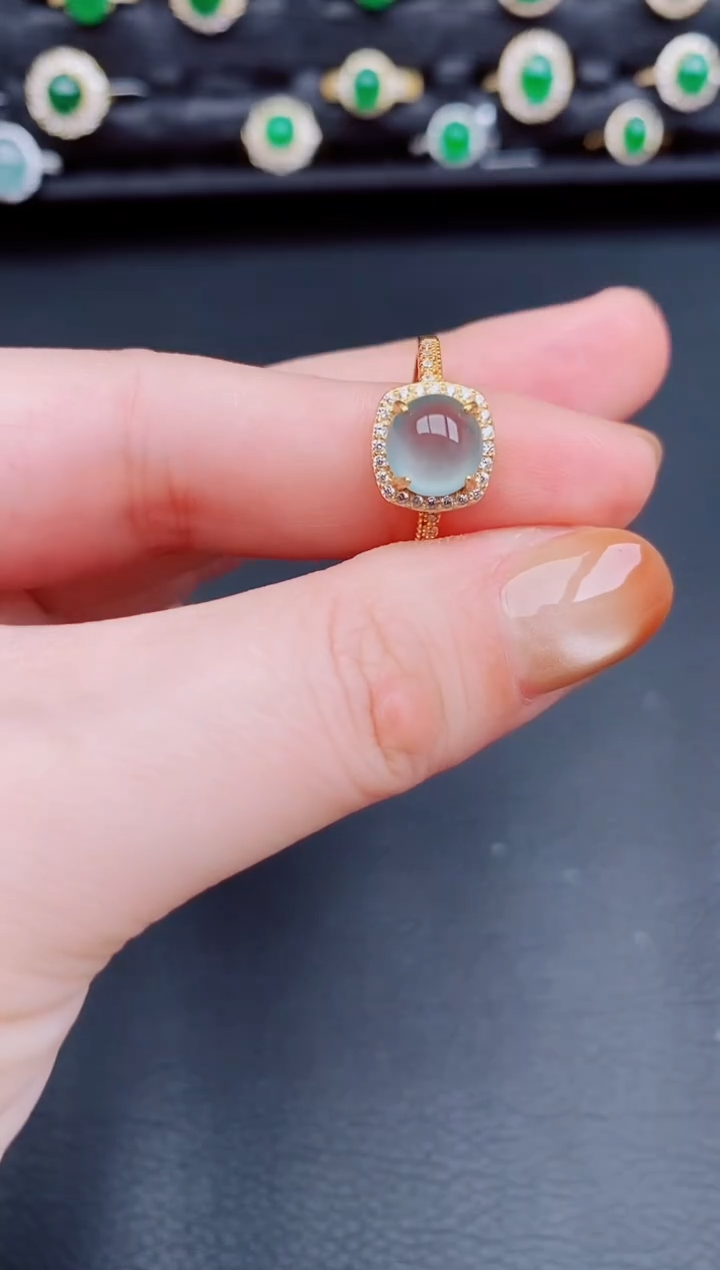 【闪购商品】翡翠戒指银S925镶嵌天然a货翡翠109