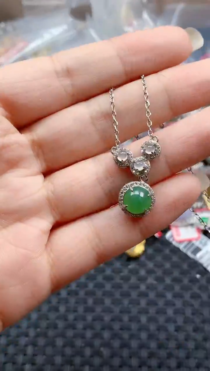 银S925镶嵌戒指翡翠天然A货缅甸翡翠