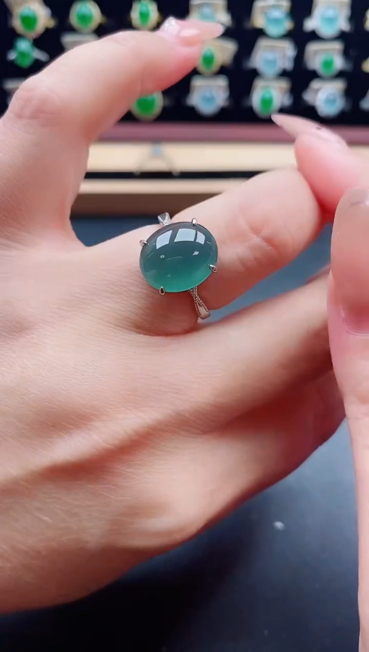 银S925镶嵌戒指翡翠1