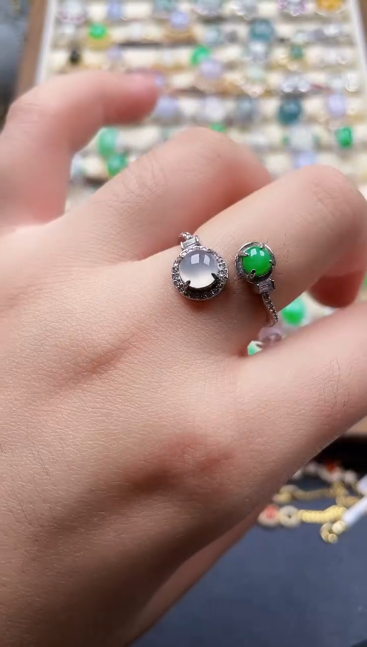 银S925镶嵌戒指翡翠208