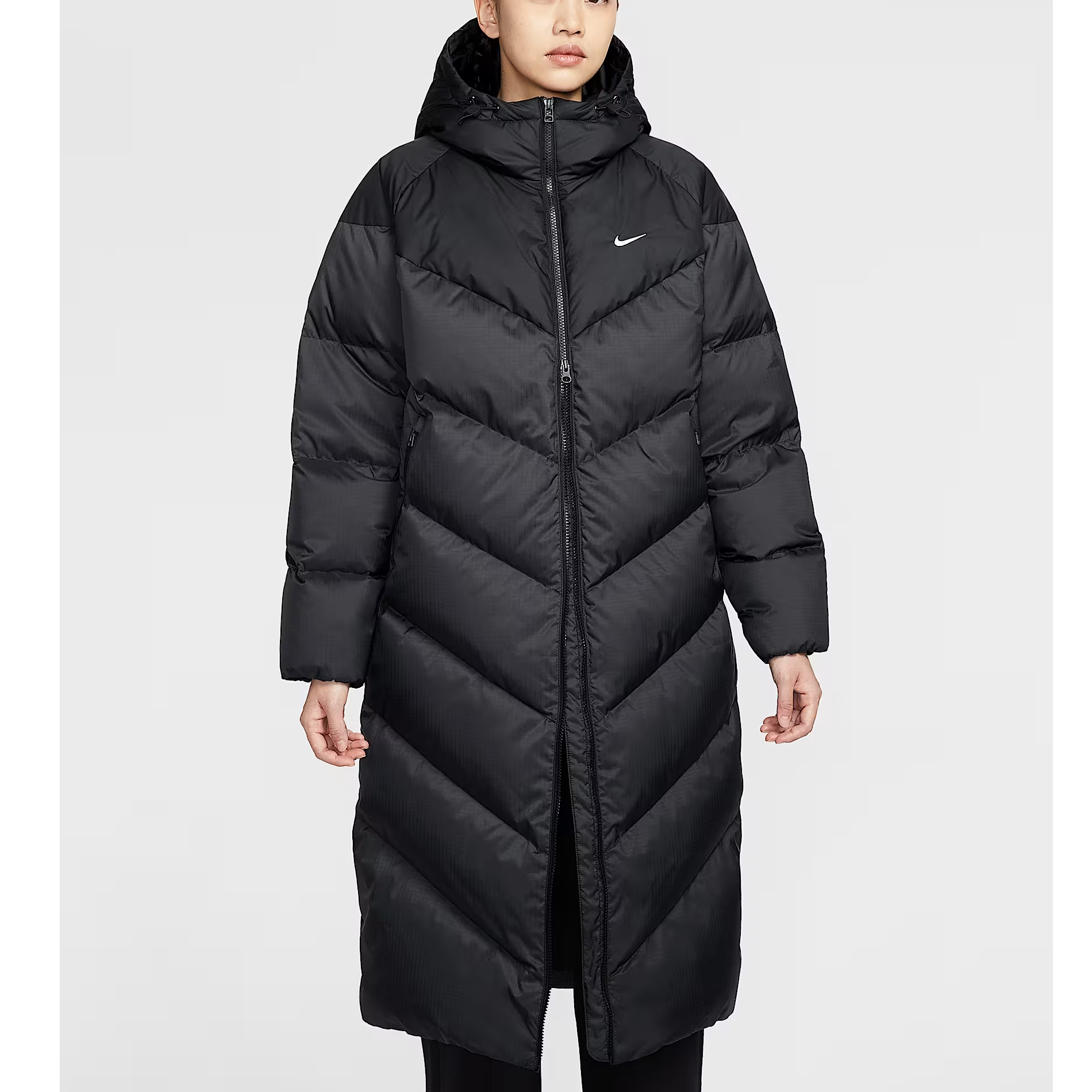 NIKE/耐克防风拒水保暖冬季宽松连帽长款羽绒外套女款HV5237010