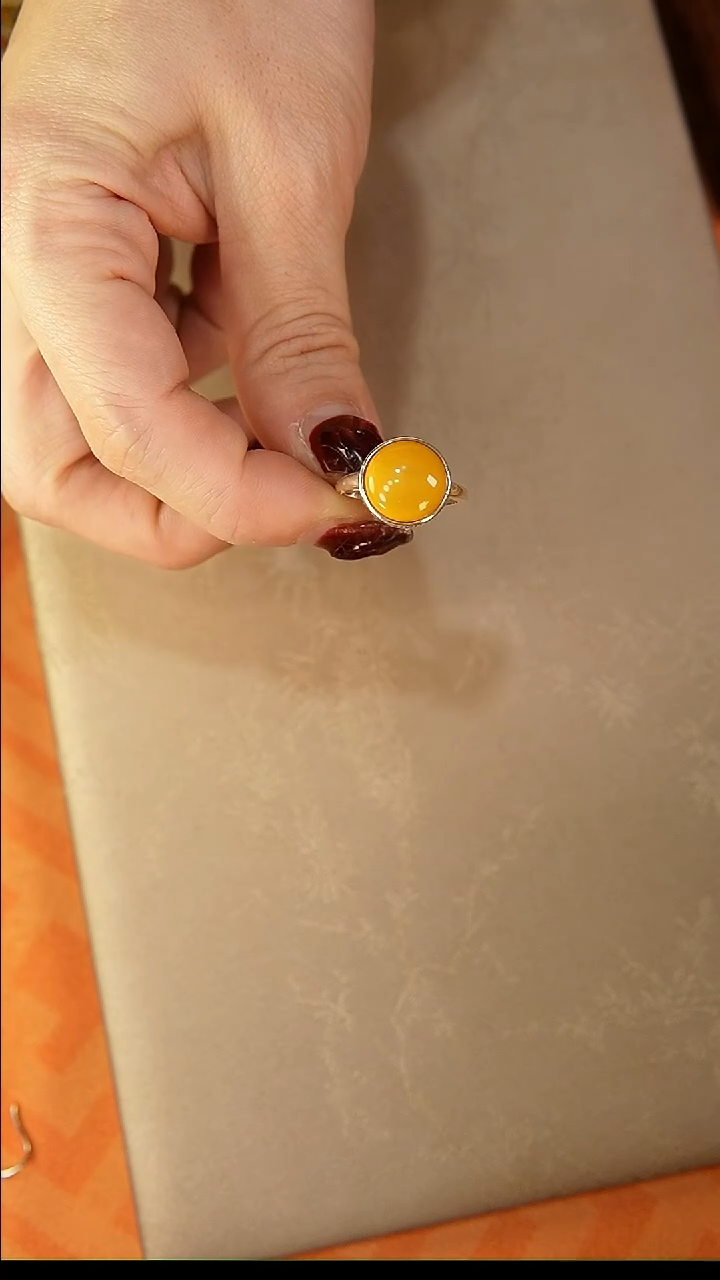 【闪购商品】琥珀戒指银S925镶嵌戒指