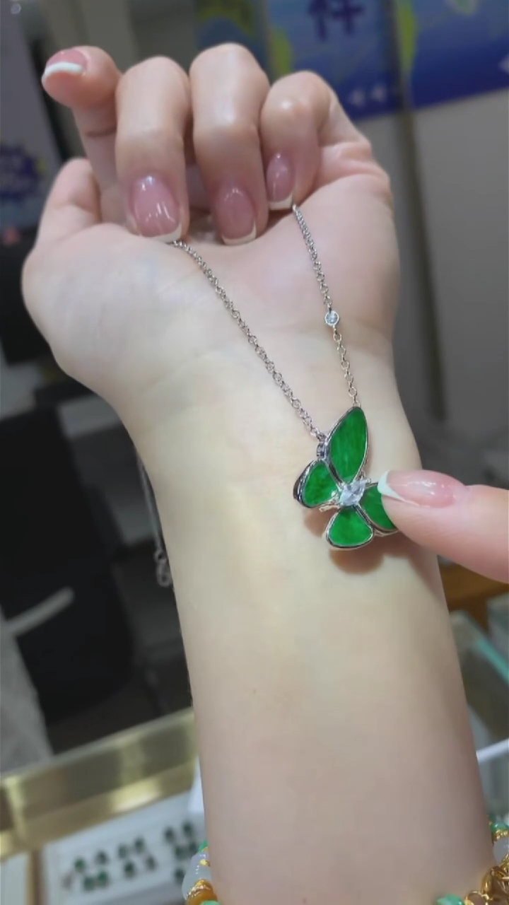 颈饰银S925镶嵌翡翠|不退不换