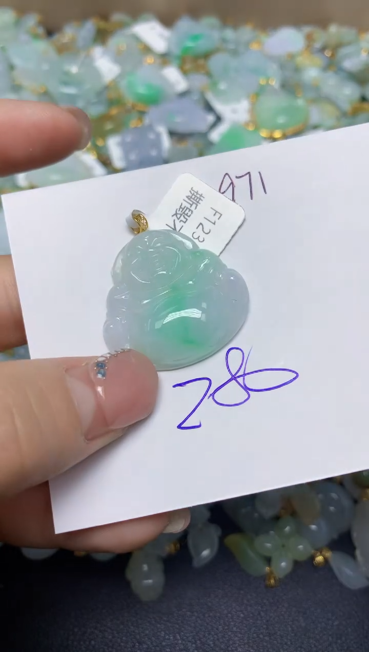 【闪购商品】翡翠挂件18K金镶嵌 天然翡翠A货