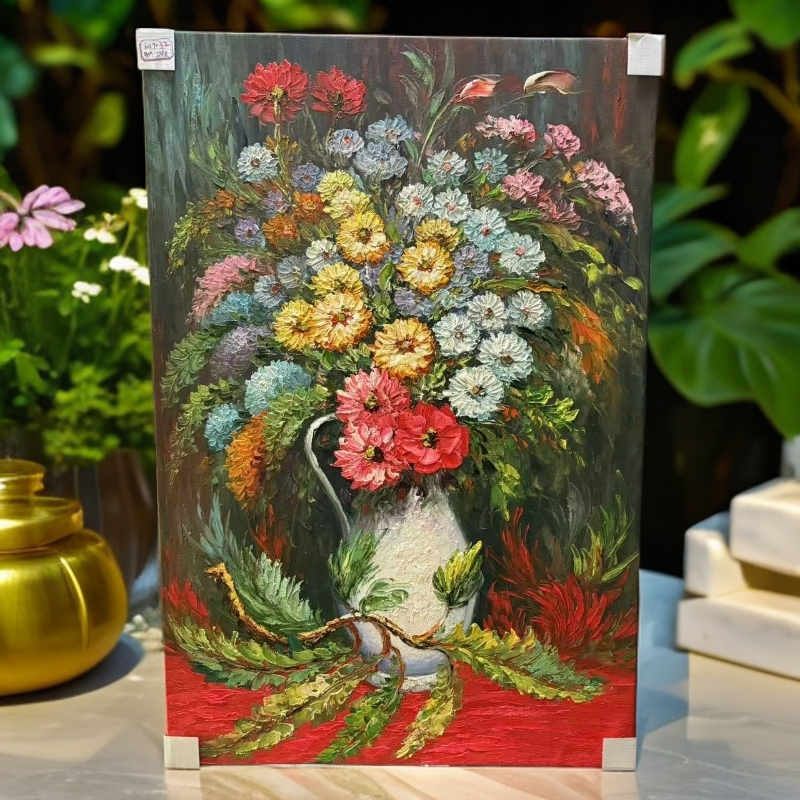 7号精品纯手绘油画60*90沙发背景花卉风景玄关电表箱白墙画客卧室