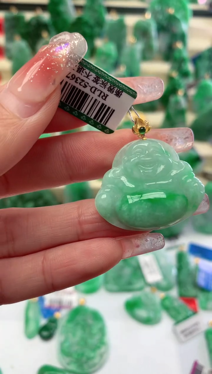 【闪购商品】翡翠颈饰18K金镶嵌挂件