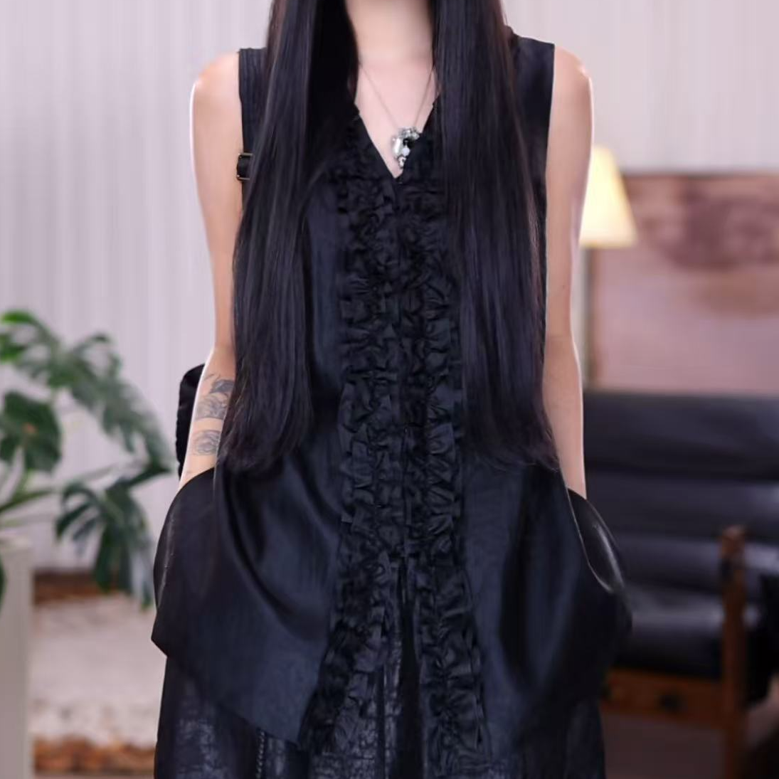 B『一桁』100%桑蚕丝香云纱夏季时尚百搭显瘦马甲