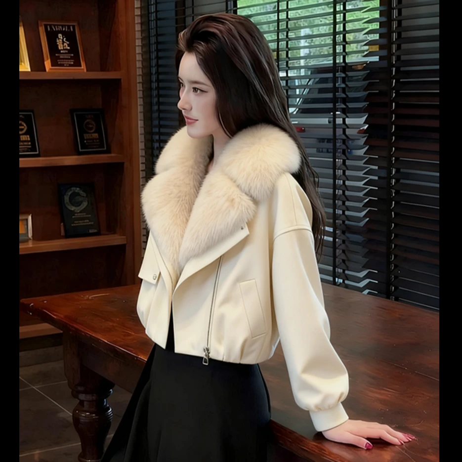 2025冬季新款洋气小众毛领短款棉服女慵懒风宽松百搭显瘦外套大衣