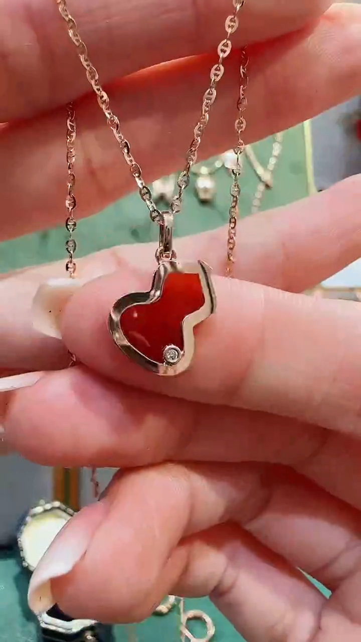 【闪购商品】玛瑙/玉髓吊坠(不含链)18K金镶嵌18K金钻石葫芦吊坠