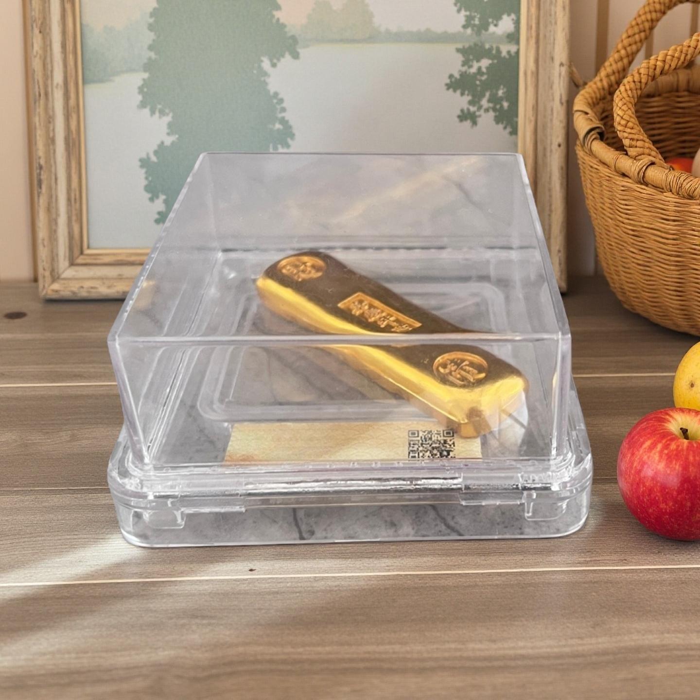  福禄寿喜财长条金色实心9999 水晶礼品盒包装011