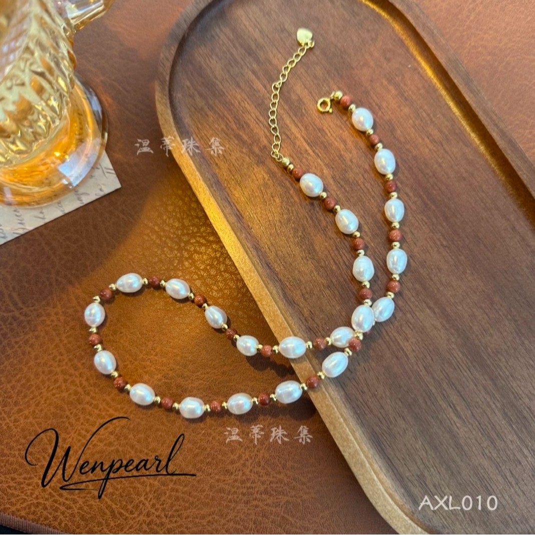 Axl010【赤陶】天然淡水珍珠颈饰