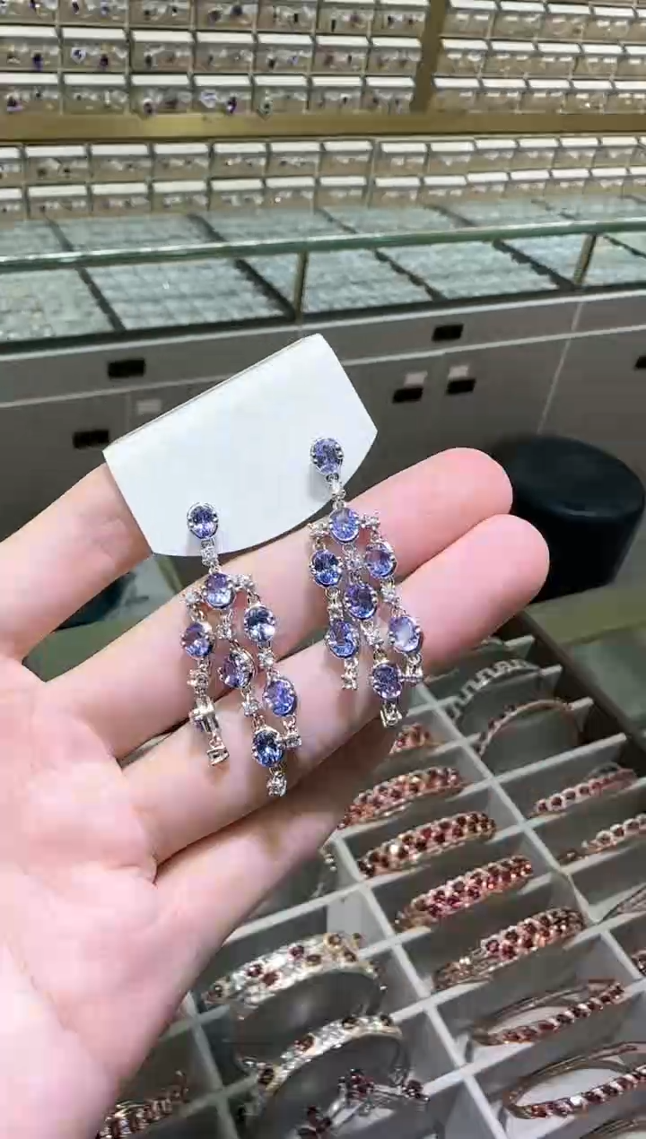【闪购商品】坦桑石耳饰银S925镶嵌设计款