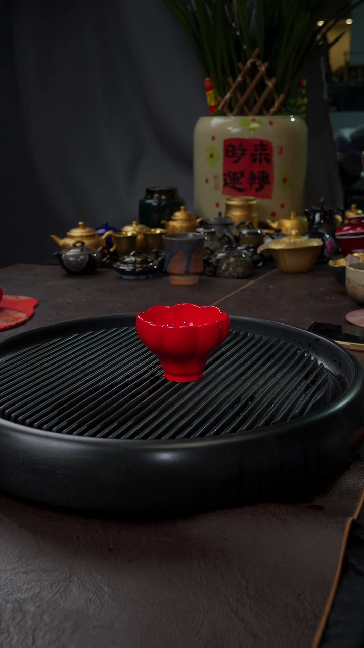 【闪购商品】杯【宜景窑中国红】大曼陀罗