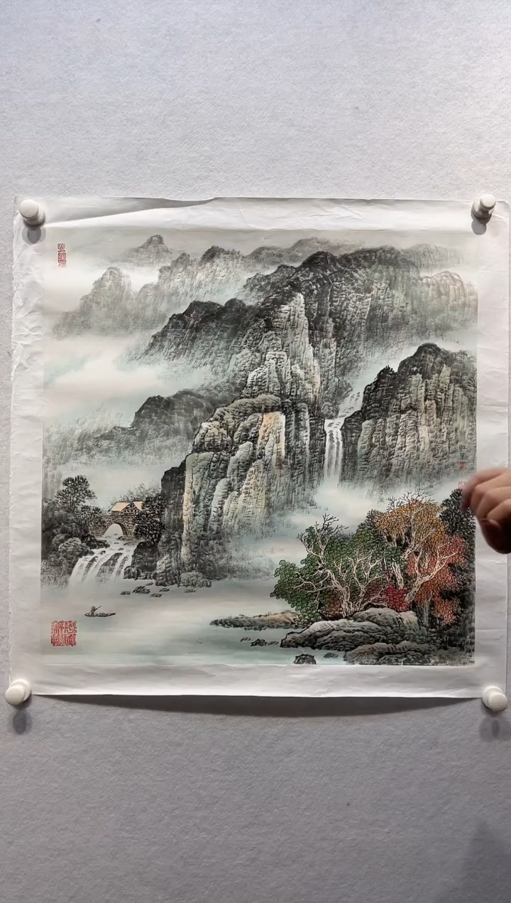 国画z只红梅--4平尺山水