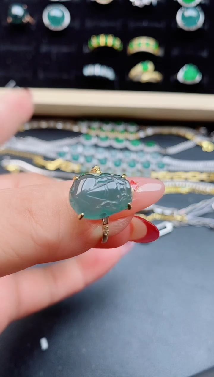 【闪购商品】翡翠戒指银S925镶嵌6096