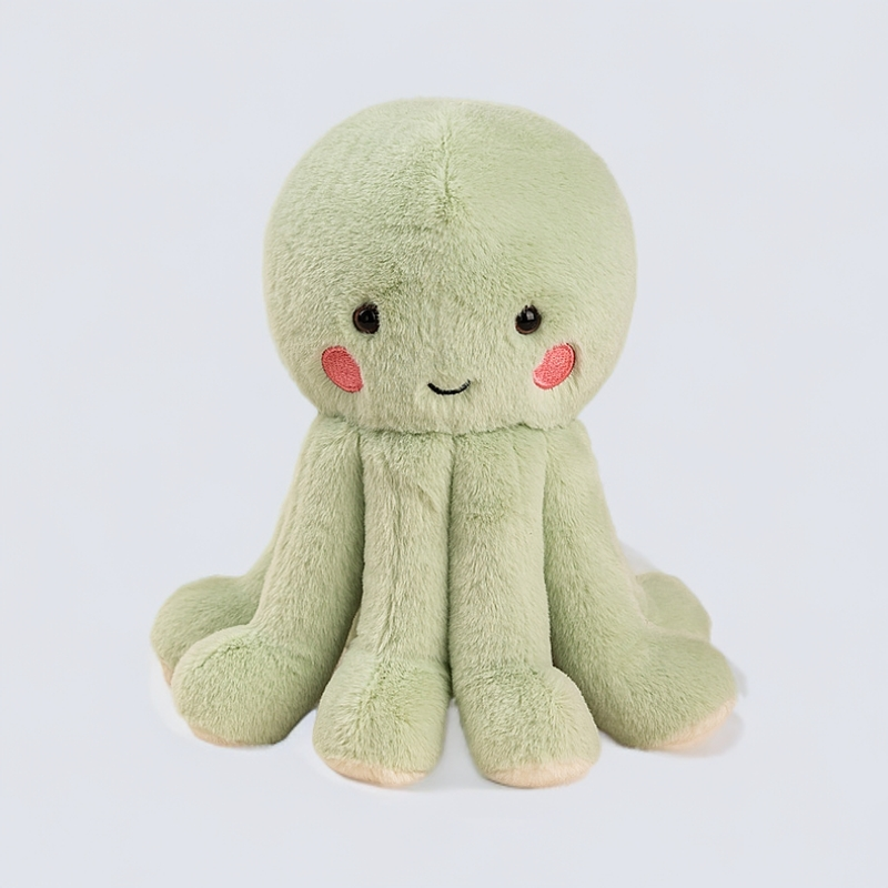 正版呆萌绿色八爪鱼玩偶海底动物安抚毛绒玩具章鱼公仔女生礼物