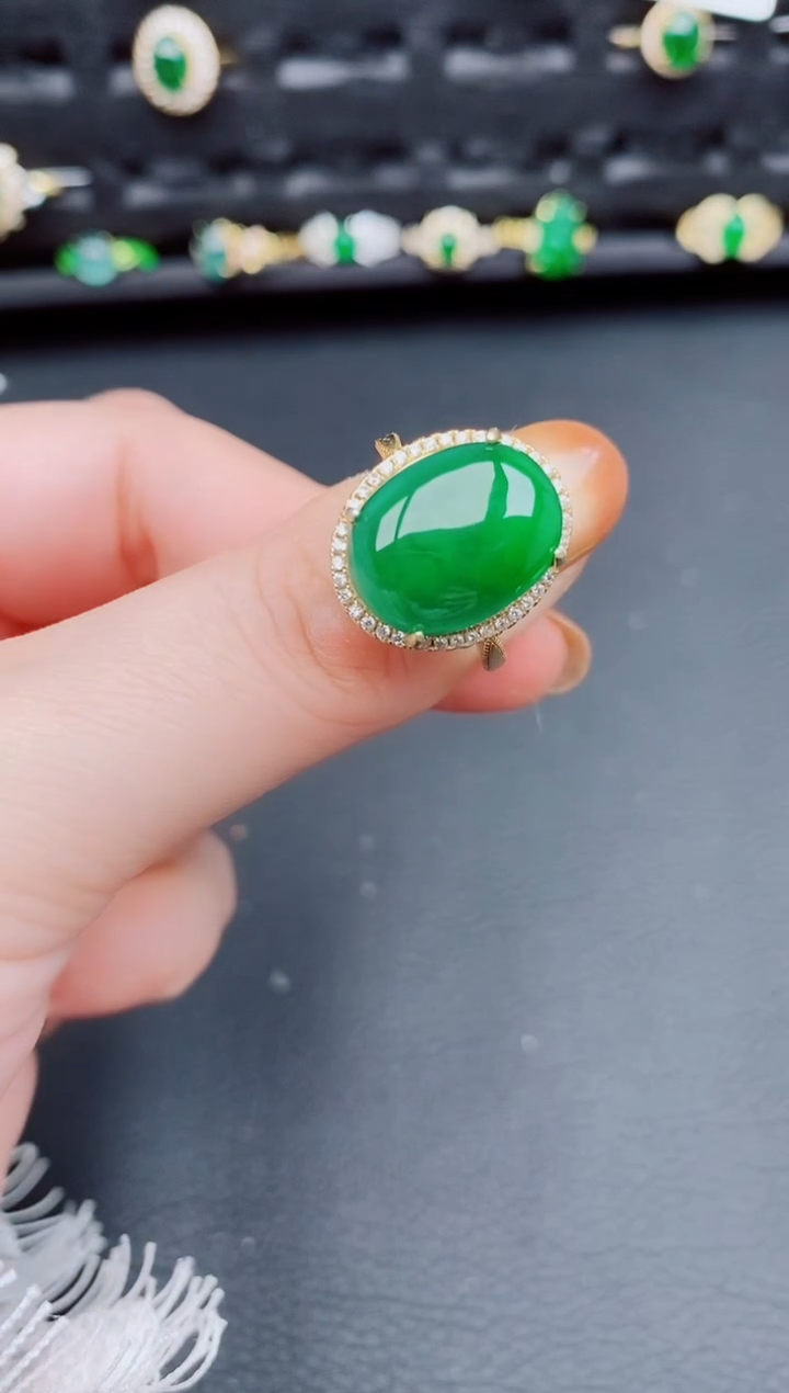 【闪购商品】翡翠戒指银S925镶嵌天然a货翡翠283