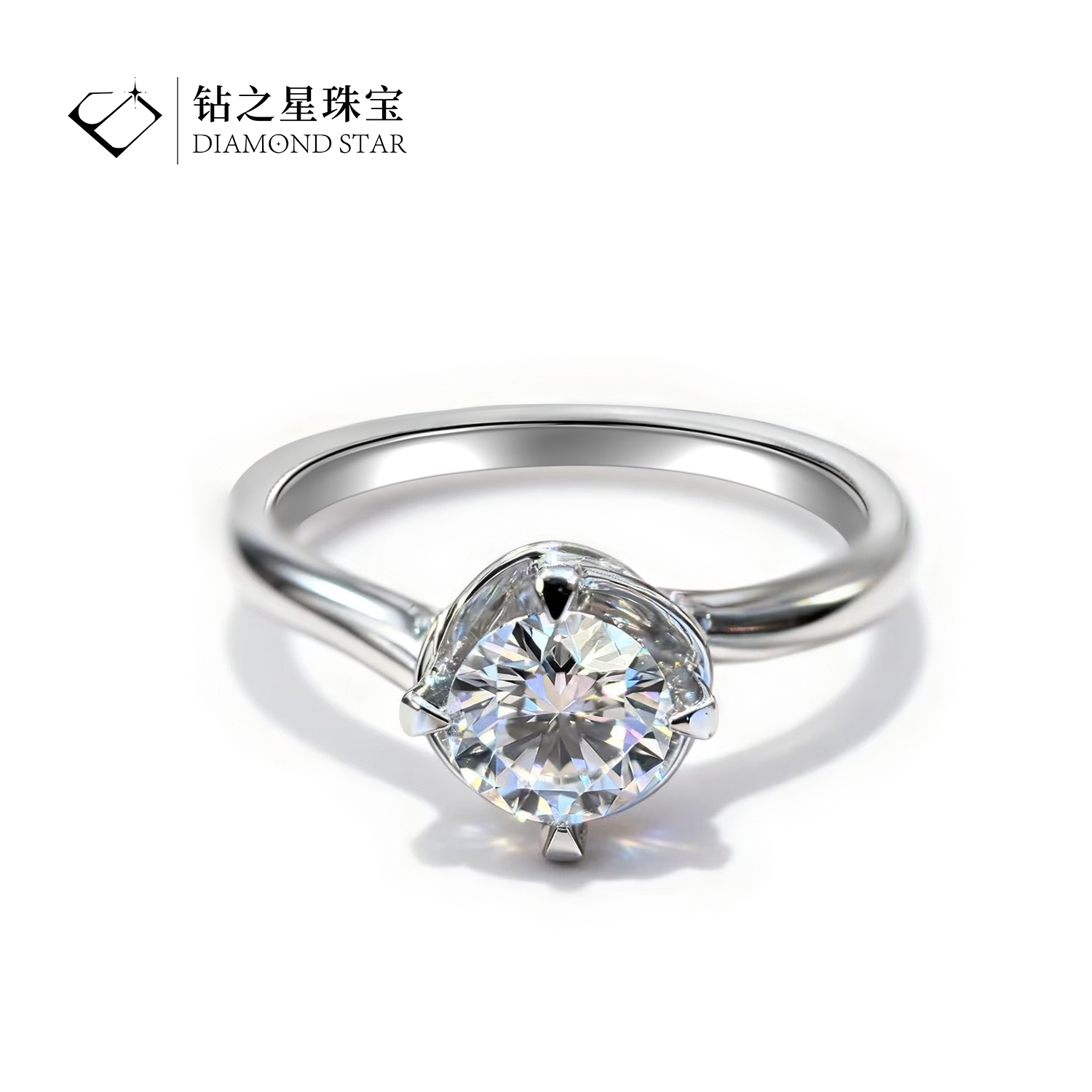 实验室培育钻石创意型四爪镶嵌款主钻0.67ct18K金镶嵌