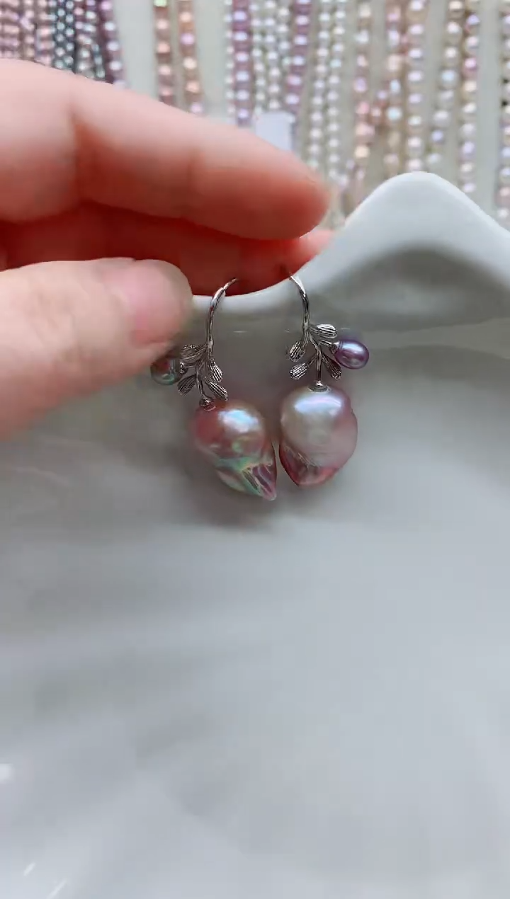 银S925镶嵌淡水珍珠耳饰淡水珍珠耳饰