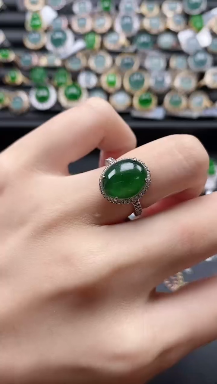 【闪购商品】翡翠戒指银S925镶嵌5151