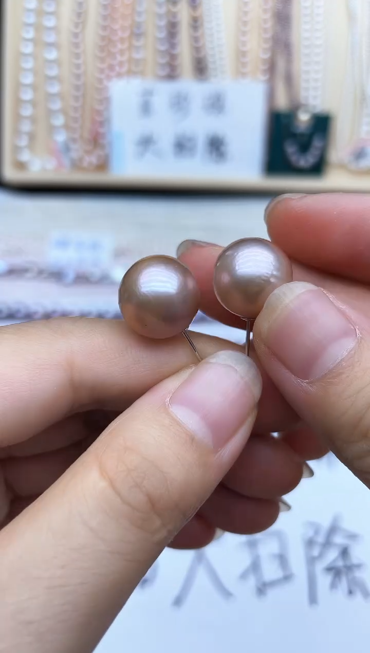 银S925镶嵌淡水珍珠耳饰耳钉