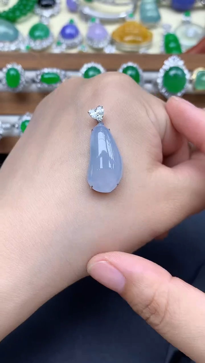 颈饰18K金镶嵌翡翠491-中国好珍宝