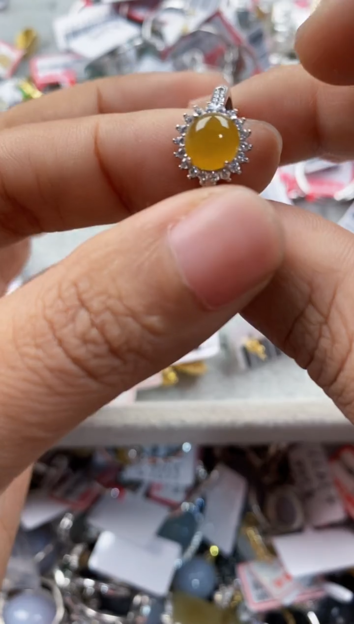 银S925镶嵌戒指翡翠333            10