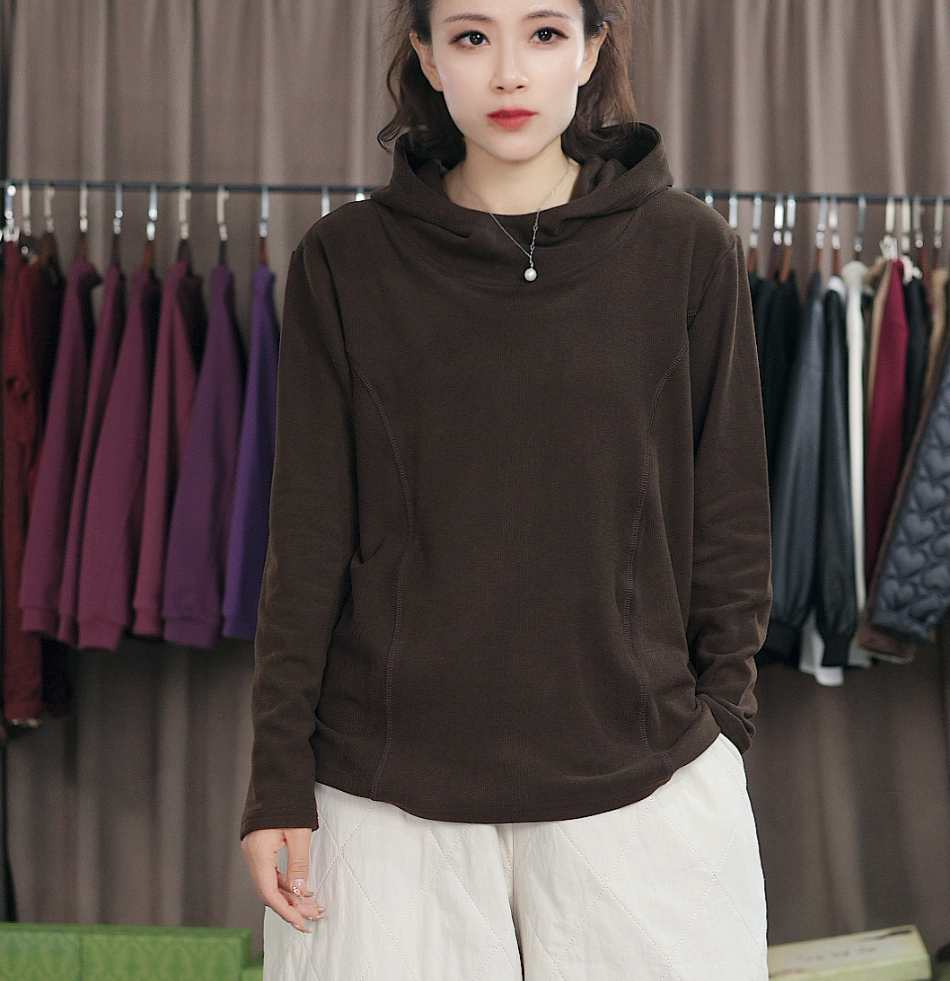 连帽卫衣宽松秋冬百搭免烫长袖保暖休闲纯色打底衫A1123