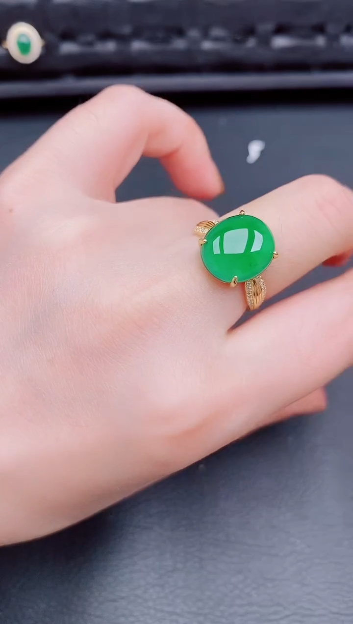 【闪购商品】翡翠戒指银S925镶嵌天然a货翡翠461