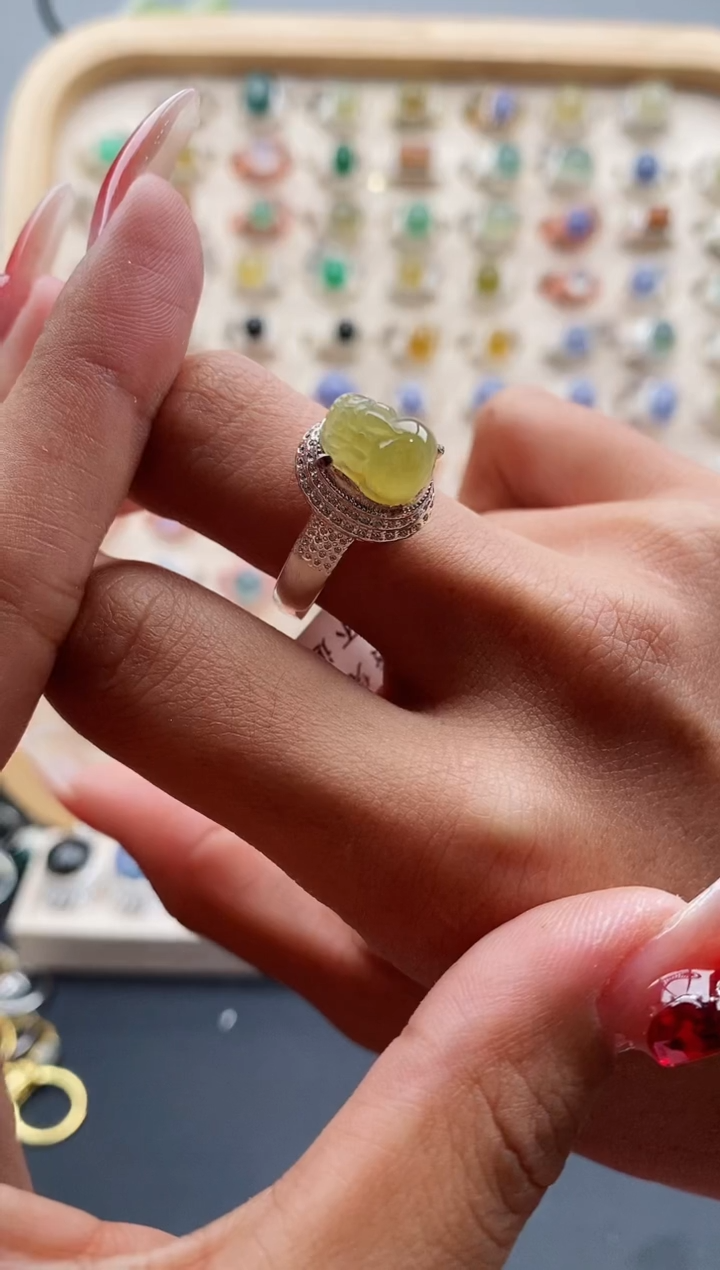 【闪购商品】翡翠戒指未镶嵌天然缅甸A货翡翠555 1+3