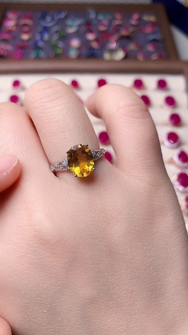 【闪购商品】黄晶戒指银S925镶嵌.....