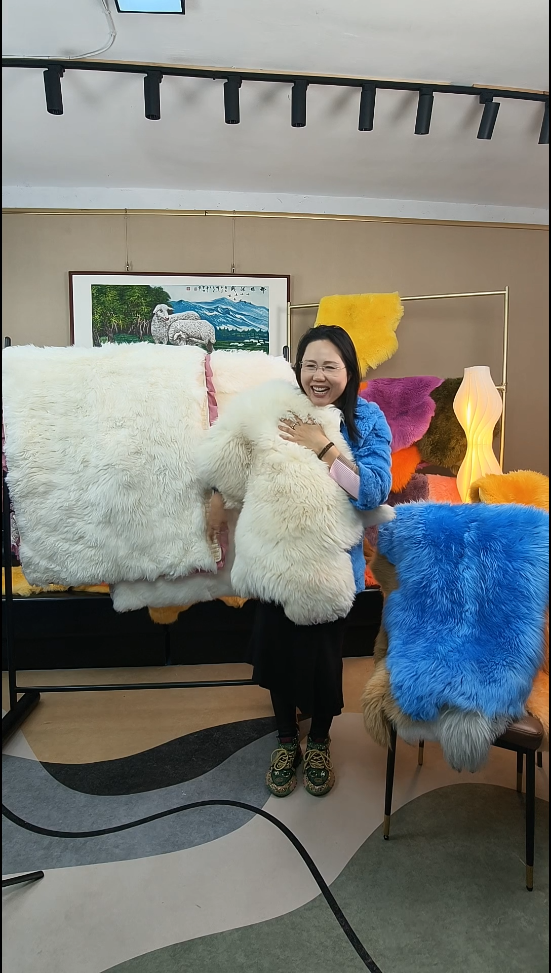 羊毛邢风沐绒纯羊毛皮沙发垫（白色50cm*100cm）