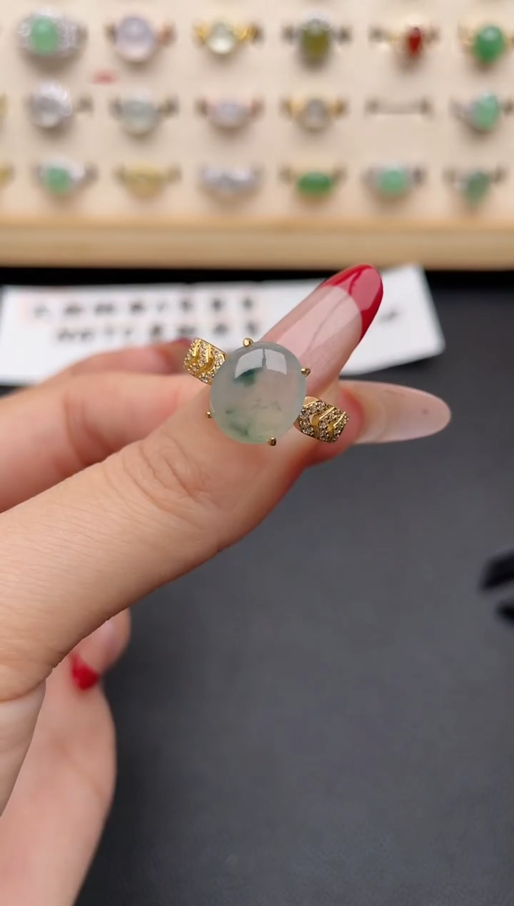 【闪购商品】翡翠戒指银S925镶嵌一物一证一礼盒