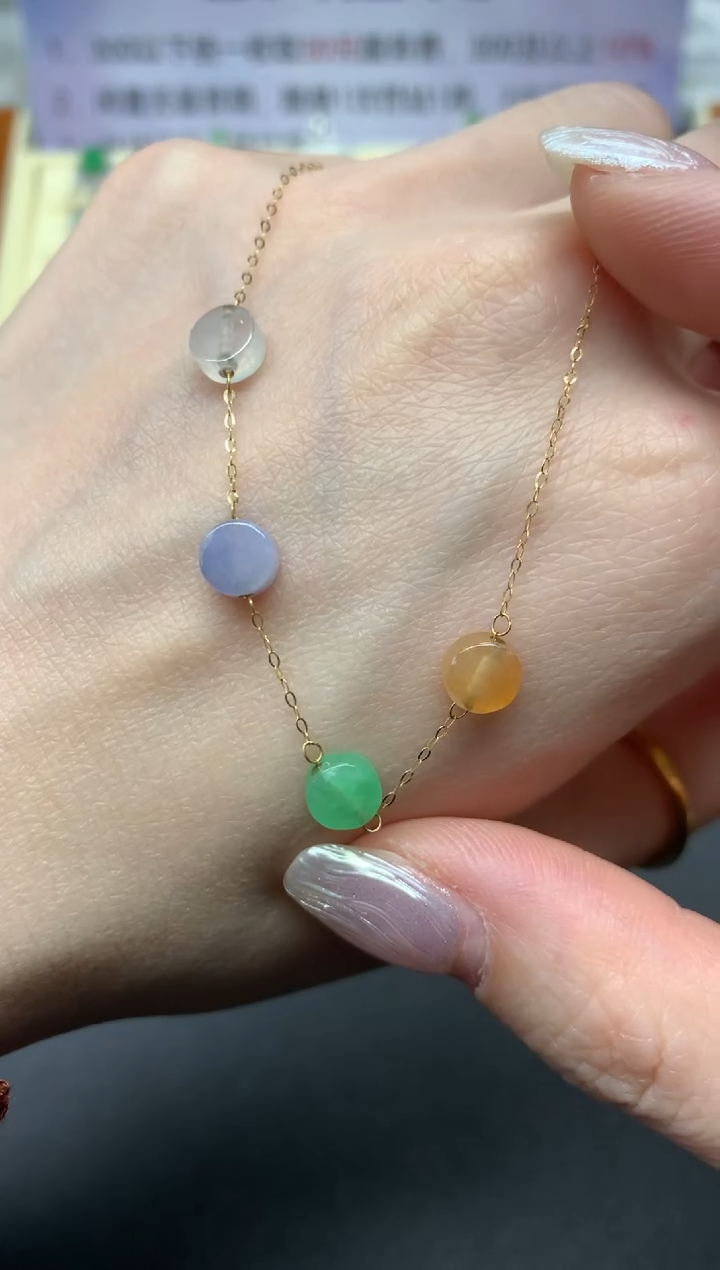 【闪购商品】翡翠手链18K金镶嵌多样性发其一|380