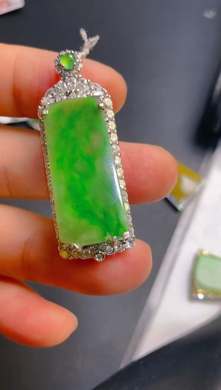 翡翠银S925镶嵌耳饰天然A货翡翠1