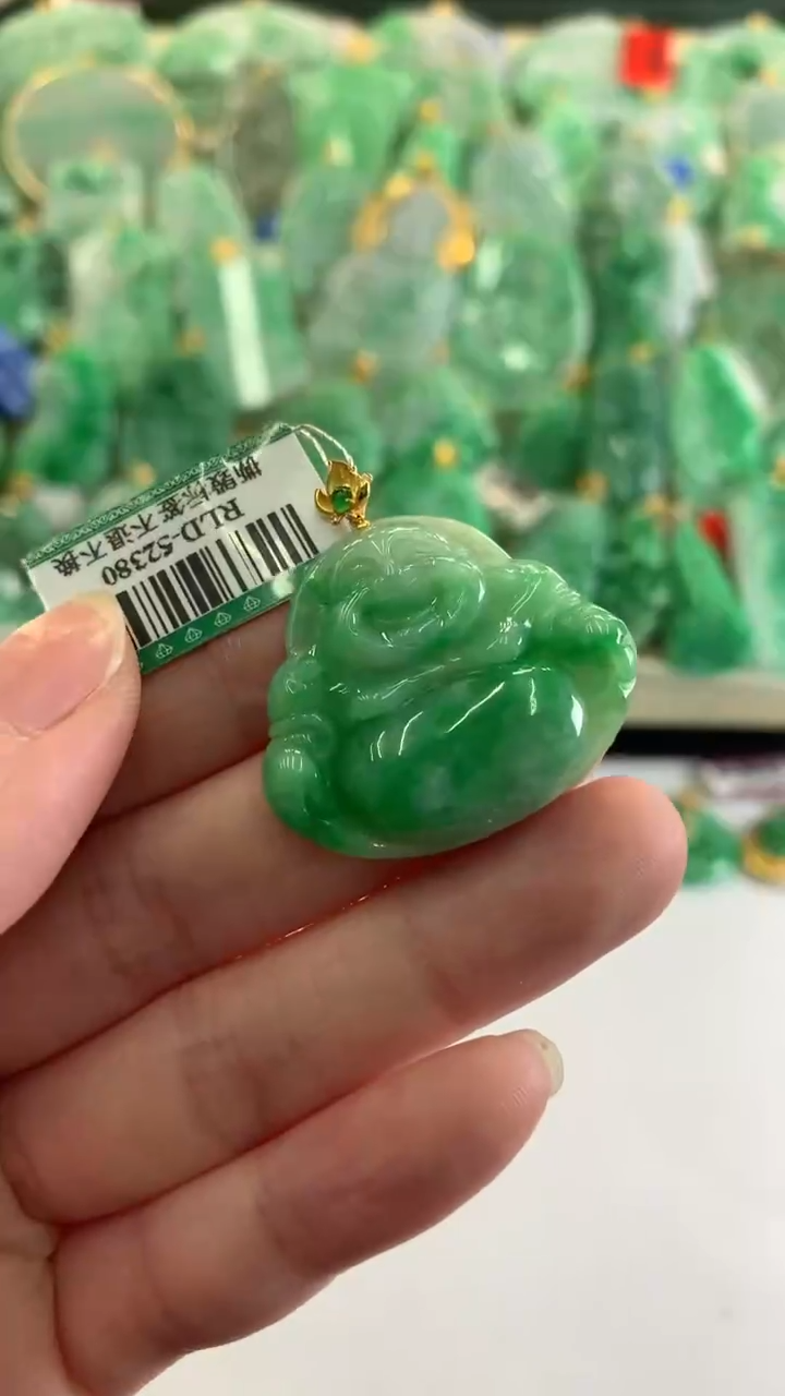 【闪购商品】翡翠吊坠(不含链)18K金镶嵌挂件
