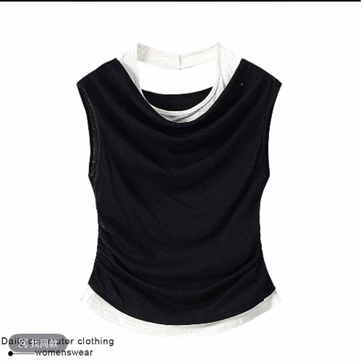 ZOZO-8659夏季新款女假两件挂脖设计师系列百搭T恤