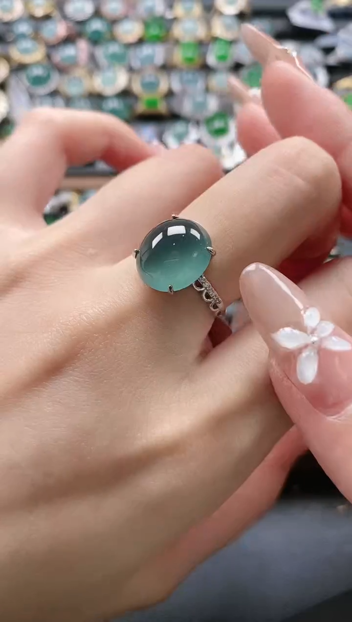 【闪购商品】翡翠戒指银S925镶嵌51511