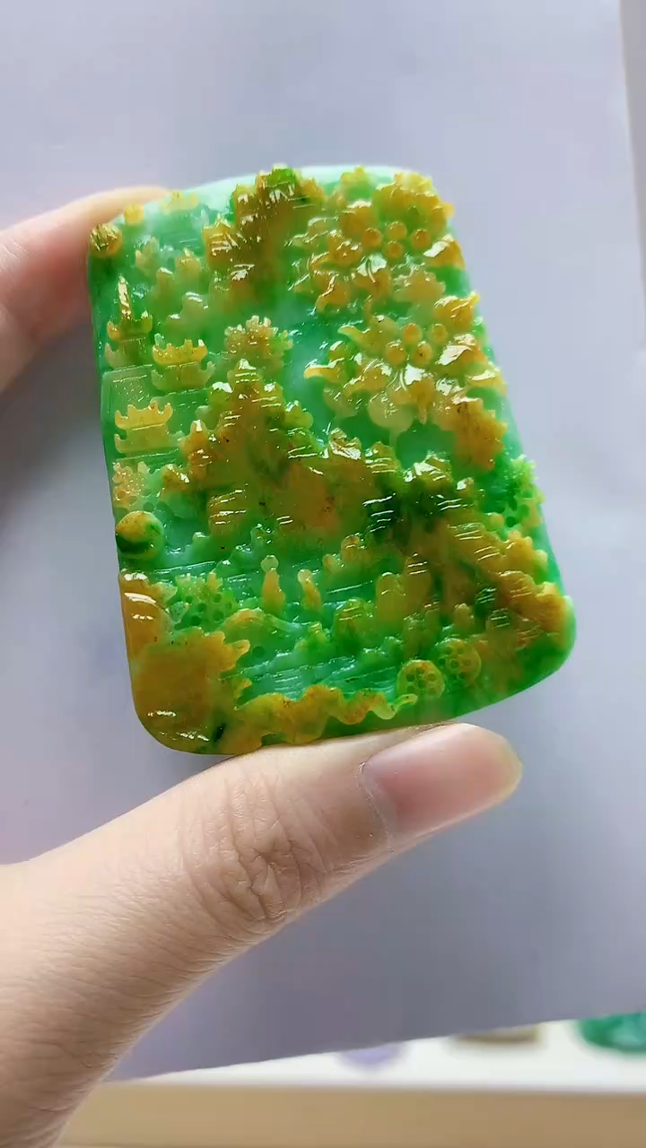 未镶嵌定制翡翠4688zm-毛货挂件山水97