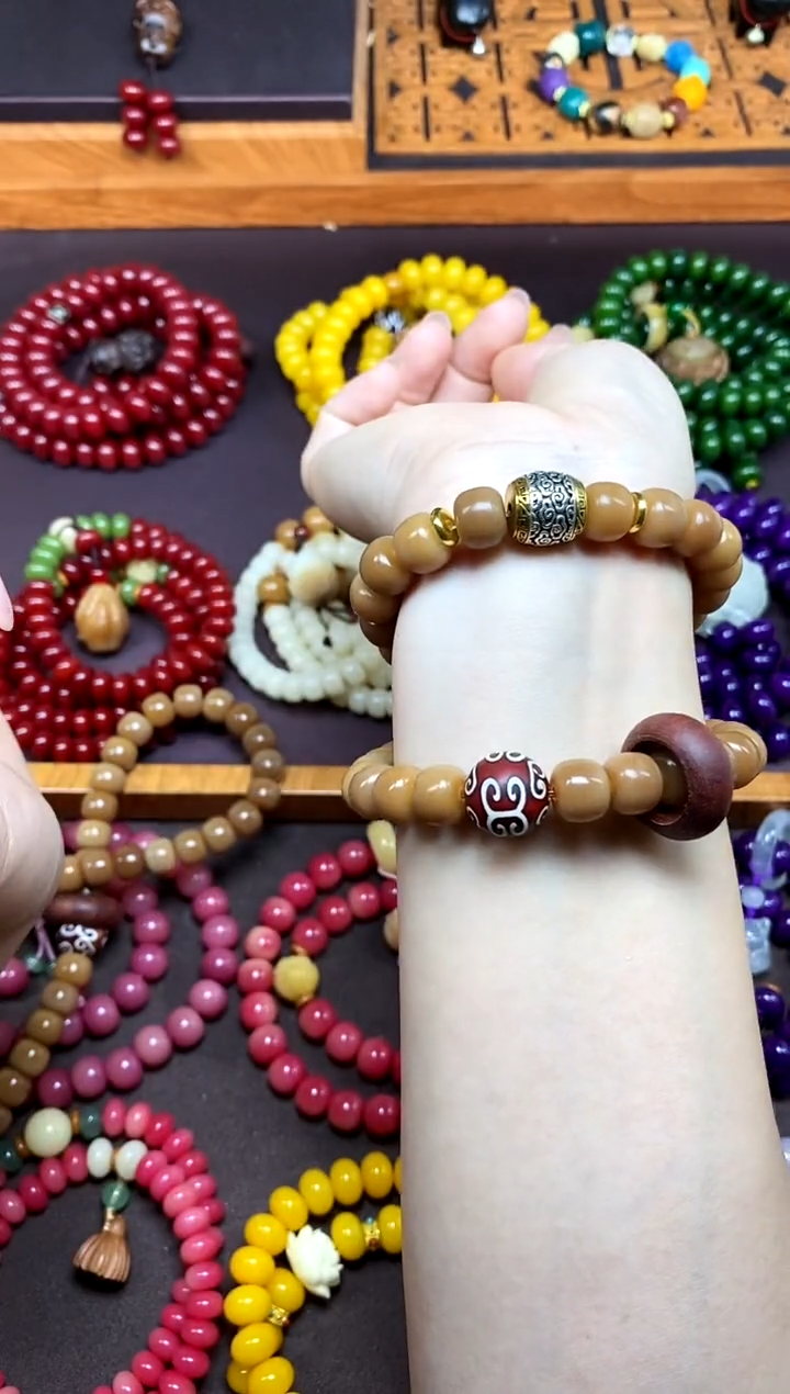 白玉菩提手串风华黄菩提双圈跑环款