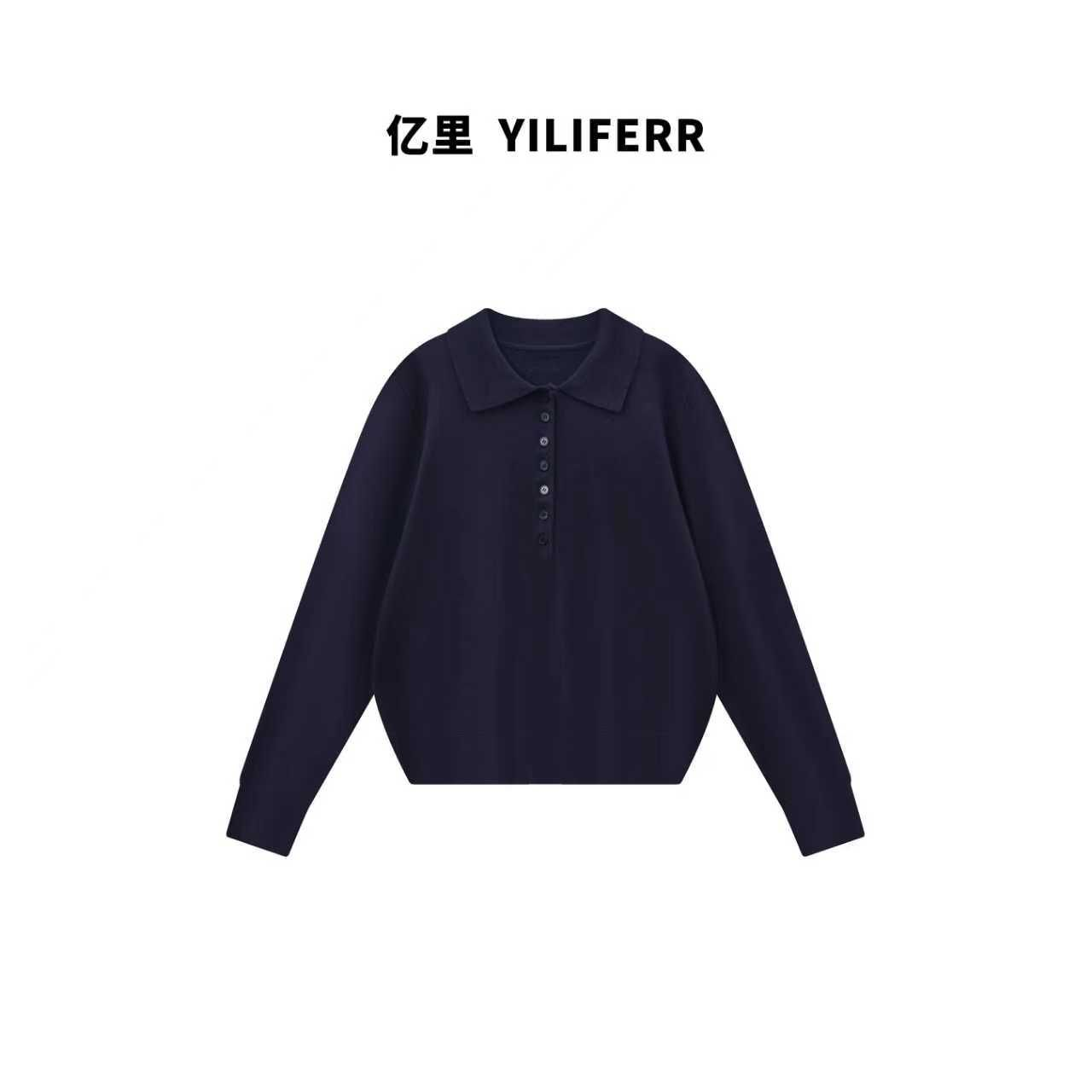 【YILI显瘦女装】时尚简约POLO领排扣针织上衣 Y2062