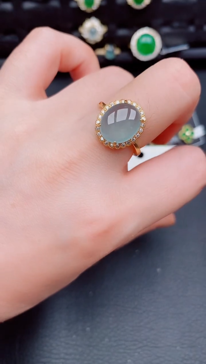 【闪购商品】翡翠戒指银S925镶嵌天然a货翡翠459