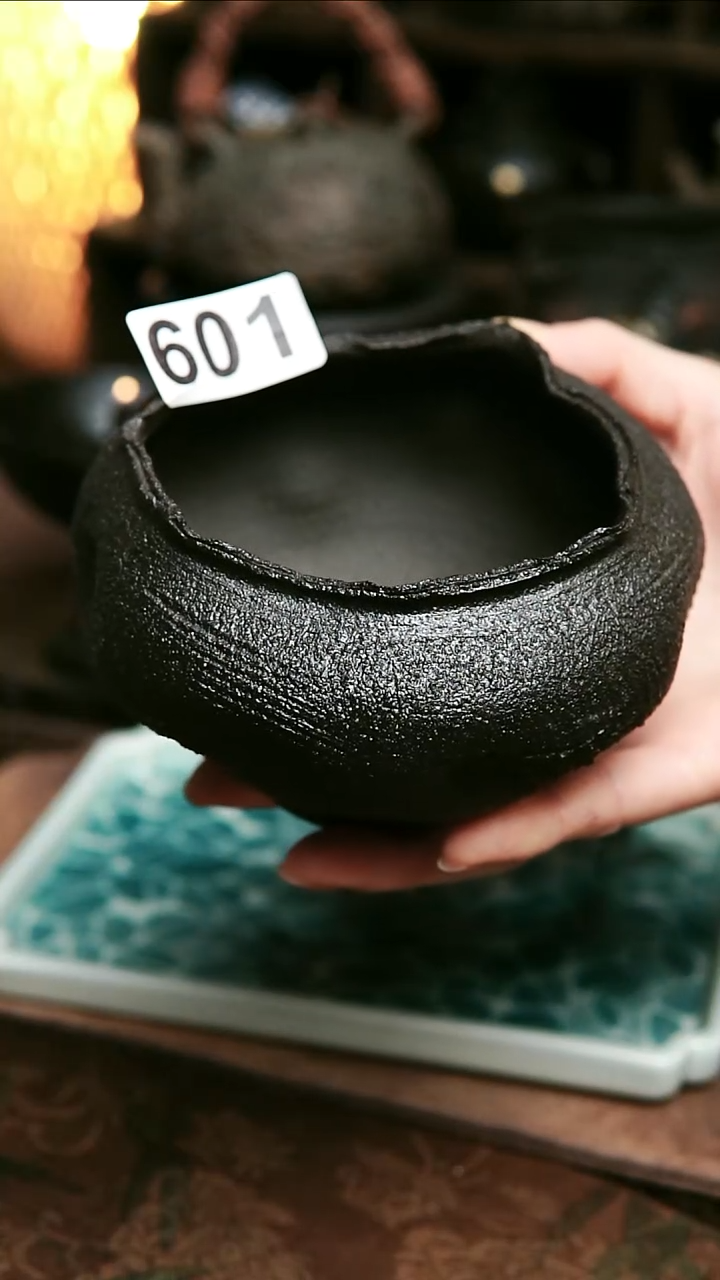 601号紫砂全手工黑色建水
