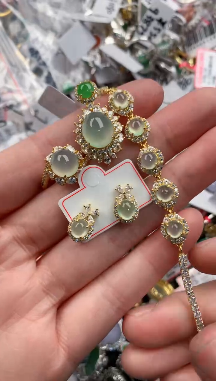 银S925镶嵌戒指翡翠555----6