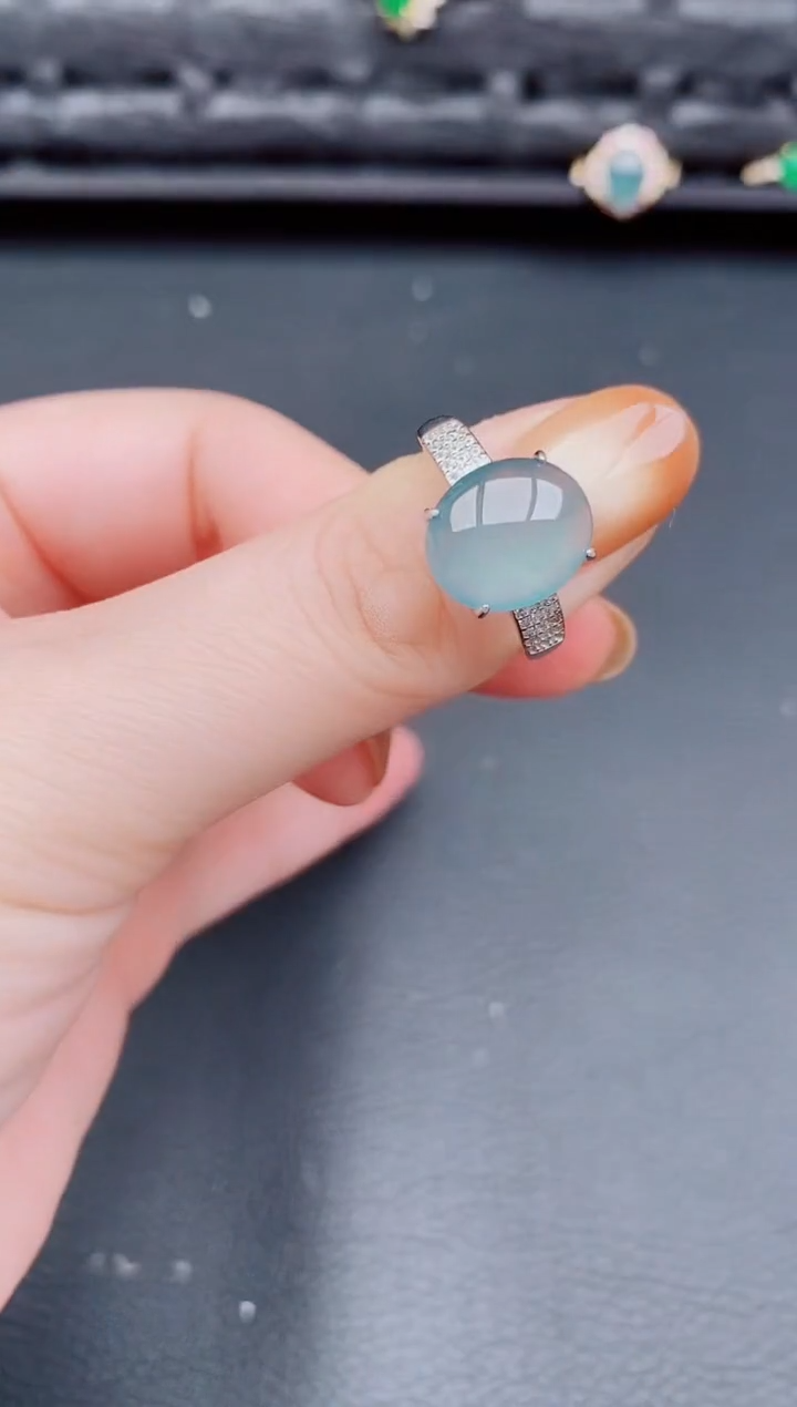 【闪购商品】翡翠戒指银S925镶嵌天然a货翡翠267