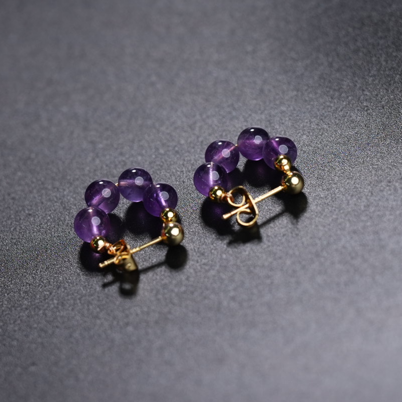 【夏夏珠宝】天然紫水晶耳饰耳环